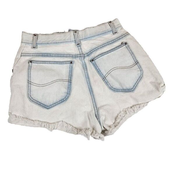 Lee Cut Off Shorts Womens Size M Blue Bleached Upcycled Shredded Frayed - Picture 2 of 8